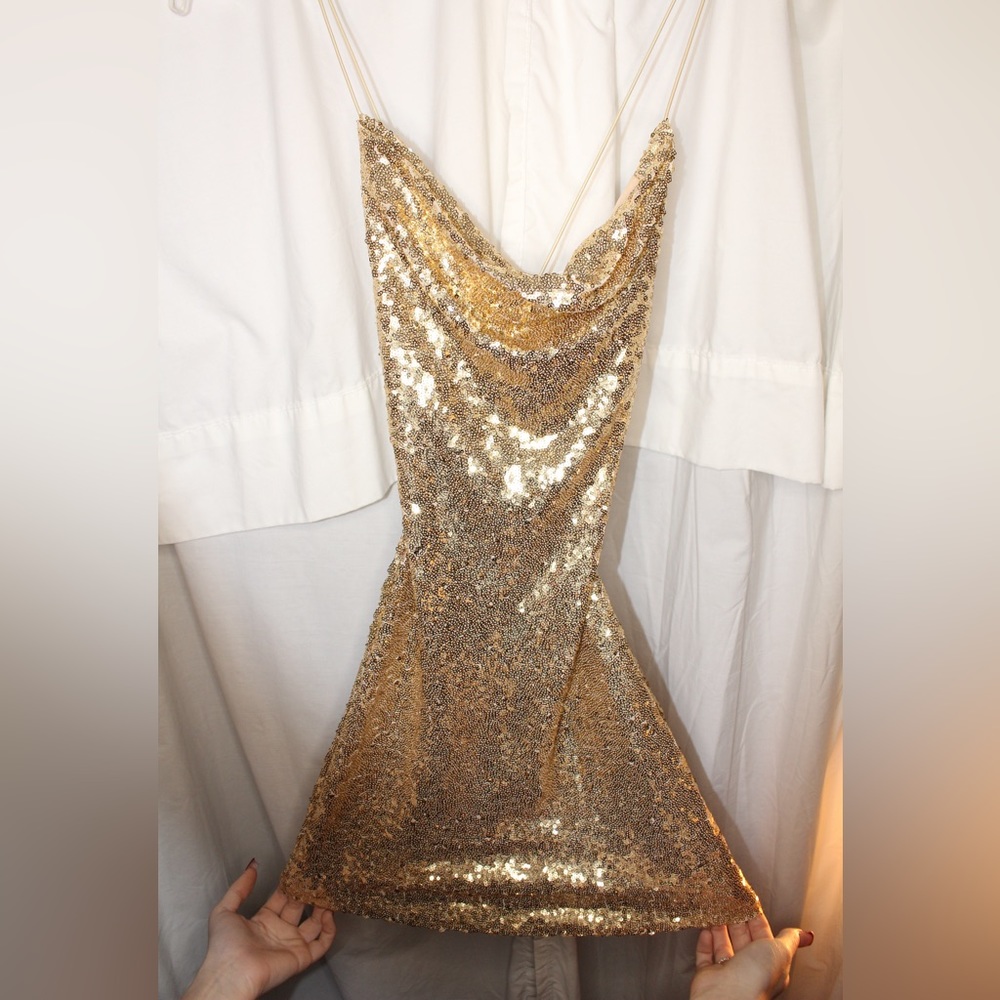 B. Darlin yellow gold sequin party dress